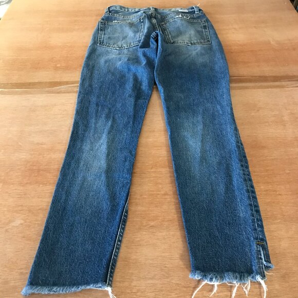 Boyish Billy Jeans Women 26 Blue Mid Rise Button Fly Distressed Raw Hem Boho - Picture 2 of 12